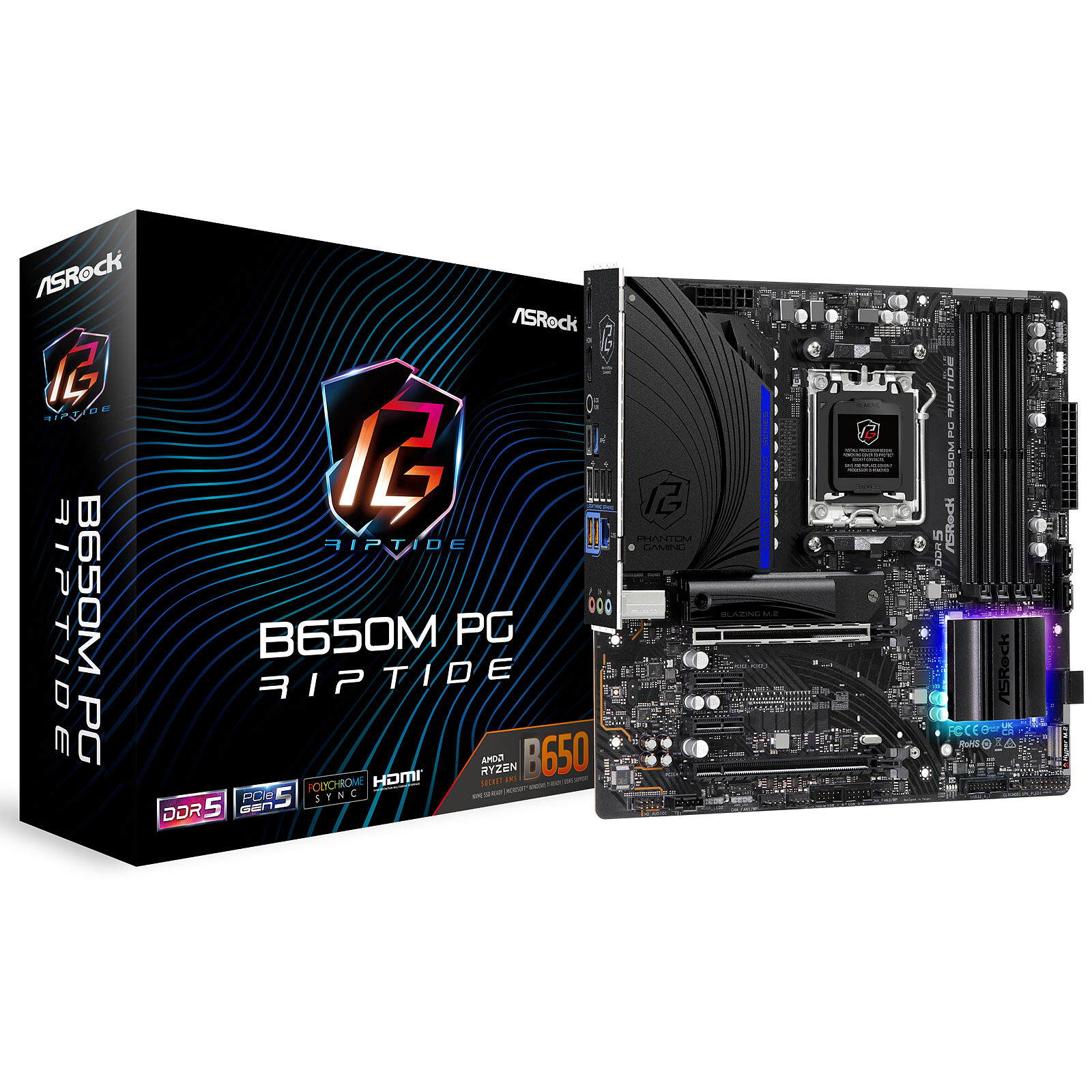 Carte mère ASRock B650M PG RIPTIDE - MATX - AMD AM5 - 4x DDR5