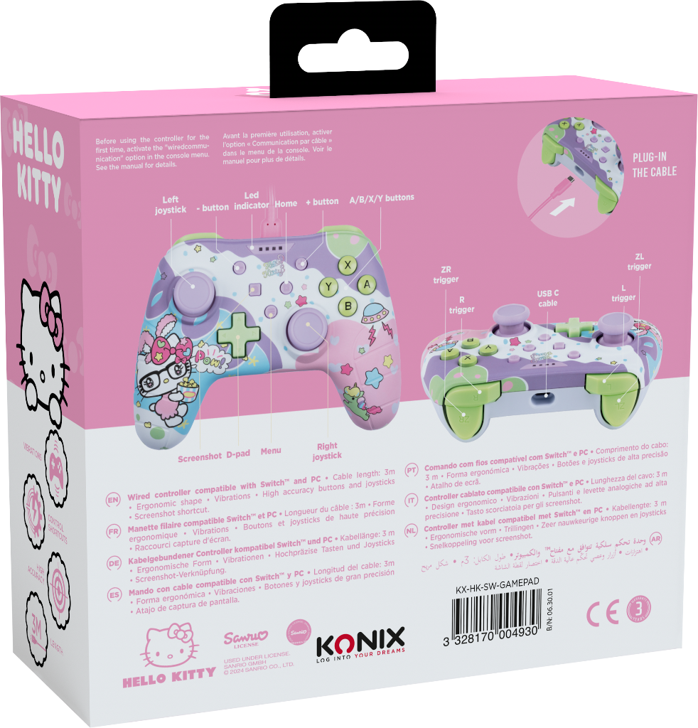 Manette filaire Konix Hello Kitty pour Nintendo Switch, Switch 2 et PC – Image 2