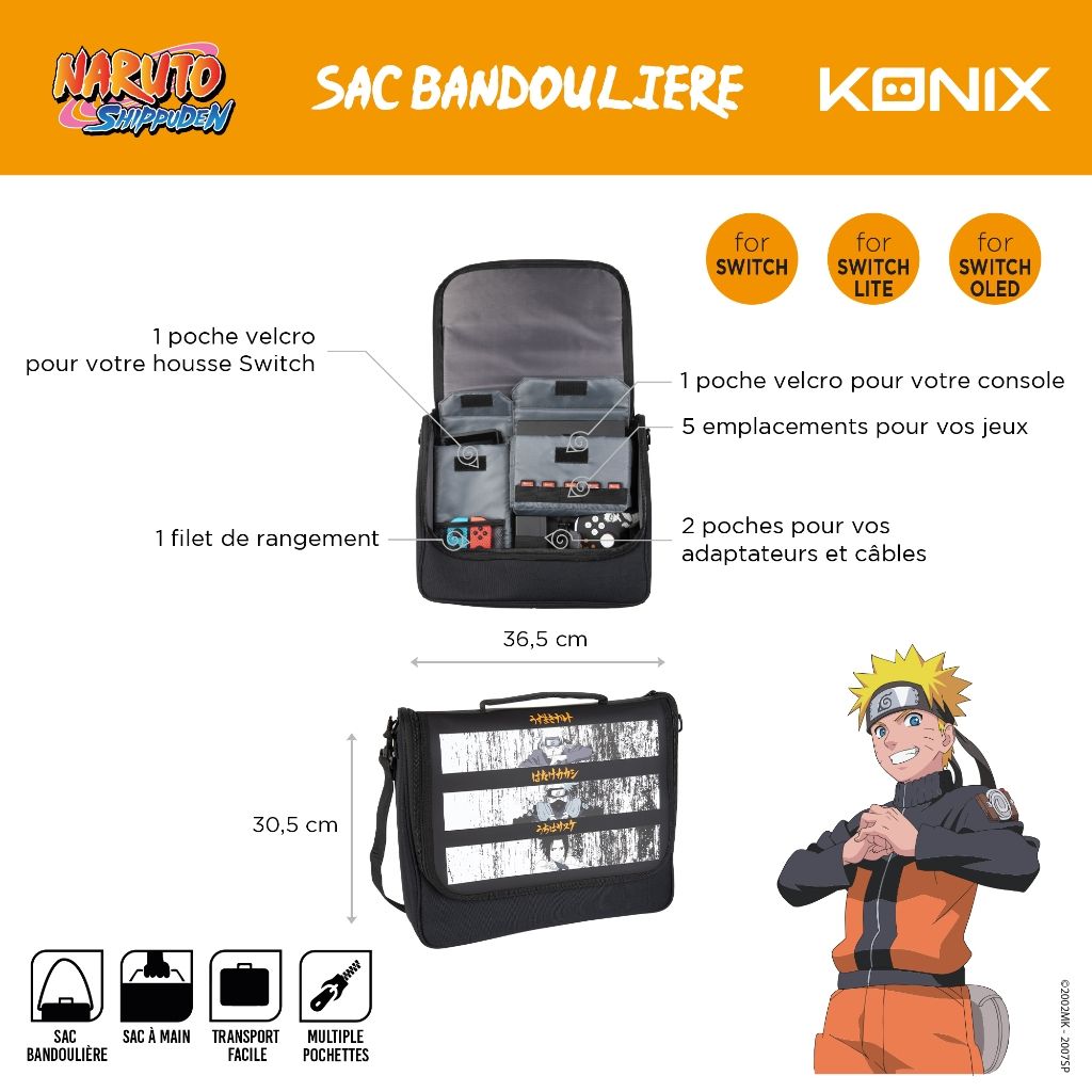 Housse de Protection et Transport Konix Messenger bag - Naruto pour Nintendo Switch, Switch Lite et Switch OLED – Image 9