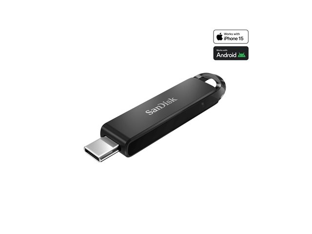 Clé USB SanDisk Ultra - USB 3.1 Gen 1/USB-C - 128 Go - Noir
