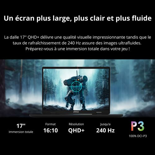 PC portable Gamer MSI Crosshair 17 HX AI D2XWGKG-067FRNN - 17.3" - Intel Core Ultra 9 275HX - RAM 16Go - SSD 1To - CG RTX 5070 8GB - W11 Familiale (Copie) – Image 9