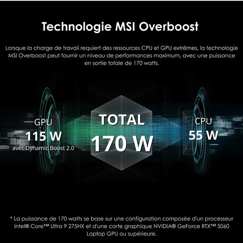 PC portable Gamer MSI Crosshair 17 HX AI D2XWGKG-067FRNN - 17.3" - Intel Core Ultra 9 275HX - RAM 16Go - SSD 1To - CG RTX 5070 8GB - W11 Familiale (Copie) – Image 6